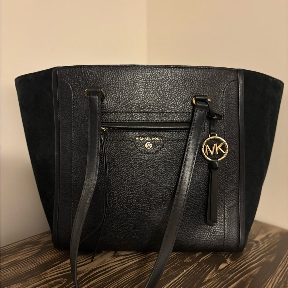 Michael Kors Black Tote Bag | Gold Accents | Spacious Everyday Purse